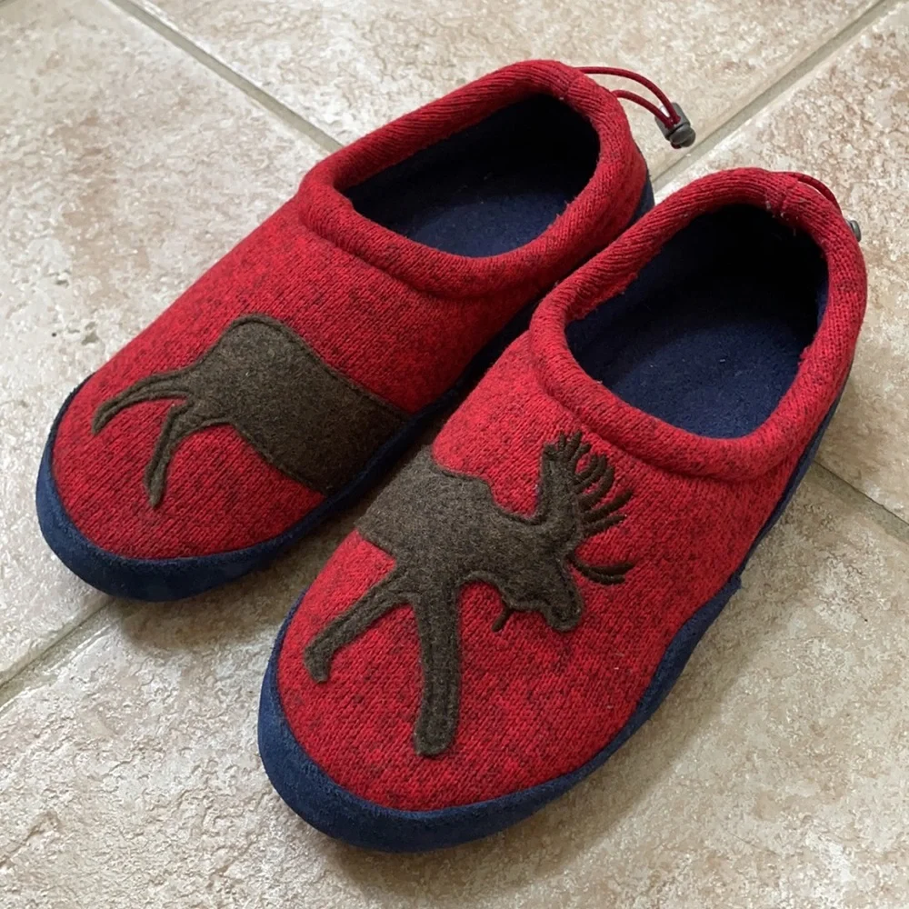 L.L. Bean Moose Sweater Fleece Slippers